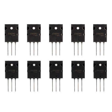 BOJACK 5 paires 2SA1943 2SC5200 Amplificateur transistors PNP NPN Transistor Silicium Audio Noir Haute Puissance TO-3PL (paquet 