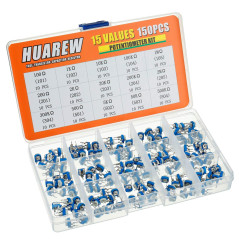 HUAREW 15 valeurs 150 pièces bleu et blanc résistance réglable potentiomètre à film de carbone 100 Ohm - 2 M Ohm 6 mm kit de cla