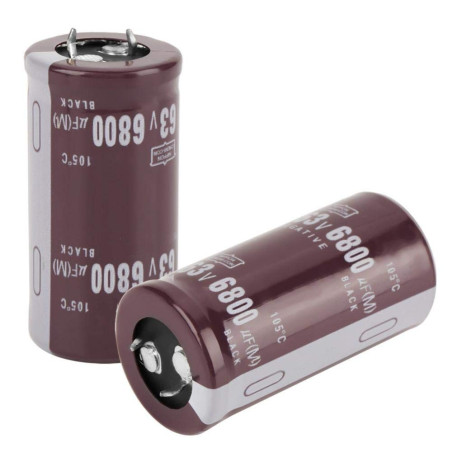 Condensateur Electrolytique 2,5 x 5 cm, 2pcs 63V 6800uF Condensateur Pour Le Blocage, Couplage, Dérivation, Filtrage, Circuit D'