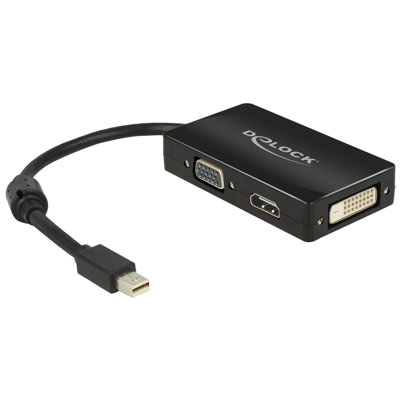DeLock 62631 Adaptateur Mini-DisplayPort 1.1 vers VGA/HDMI-A/DVI 0,24 m Noir DeLock 62631 Adaptateur Mini-DisplayPort 1.1 vers VGA/HDMI-A/DVI 0,24 m Noir