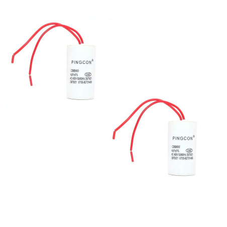 DollaTek 2Pcs CBB60 AC 450V 4UF Condensateur de Fonctionnement du Moteur de Cylindre conducteur 2 Fils