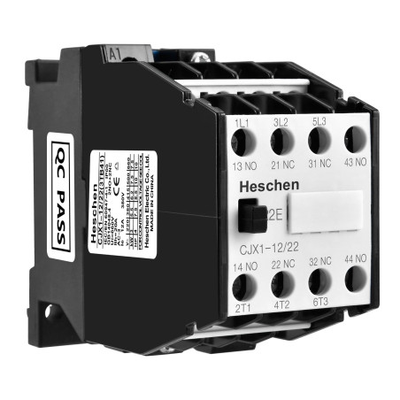 Heschen Contacteur CA CJX1-12/22 220 V 50/60 Hz Bobine 3P 3 pôles 2NO+2NC 380 V 20 A 5,5 KW