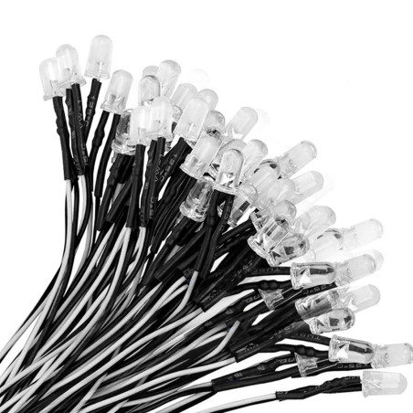YIXISI 100 Pièces 12V Diodes, LED Pre-Wired Round Top Ampoule Lampe, 5mm Diode Ampoule pour Bricolage Voiture Jouets de Bateaux