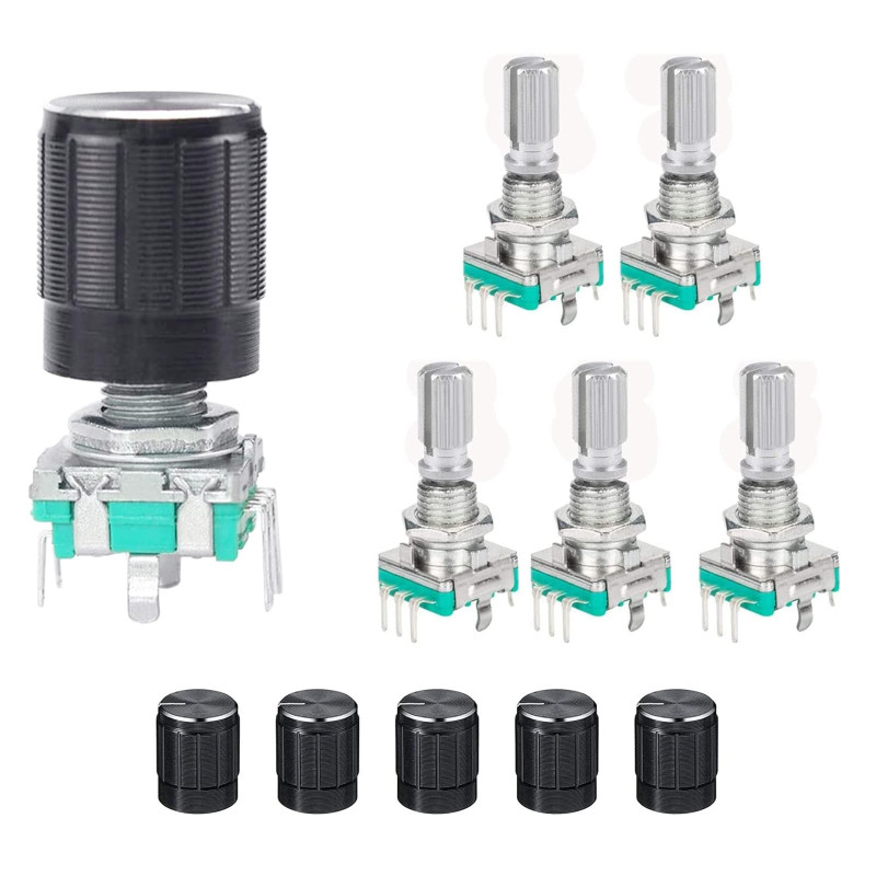 MoK 5 Pièces EC11 Potentiomètre Numérique, 360 Degrés Rotatif Encodeur, Code Interrupteur Potentiomètre, Commutateur de Codeur, MoK 5 Pièces EC11 Potentiomètre Numérique, 360 Degrés Rotatif Encodeur, Code Interrupteur Potentiomètre, Commutateur de Codeur,