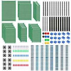 WayinTop Carte de Prototype PCB 6 Tailles avec Kit de Composants Electroniques, 2,54 mm 40 Pin Connecteur Mâle Femelle + 2/3Pin