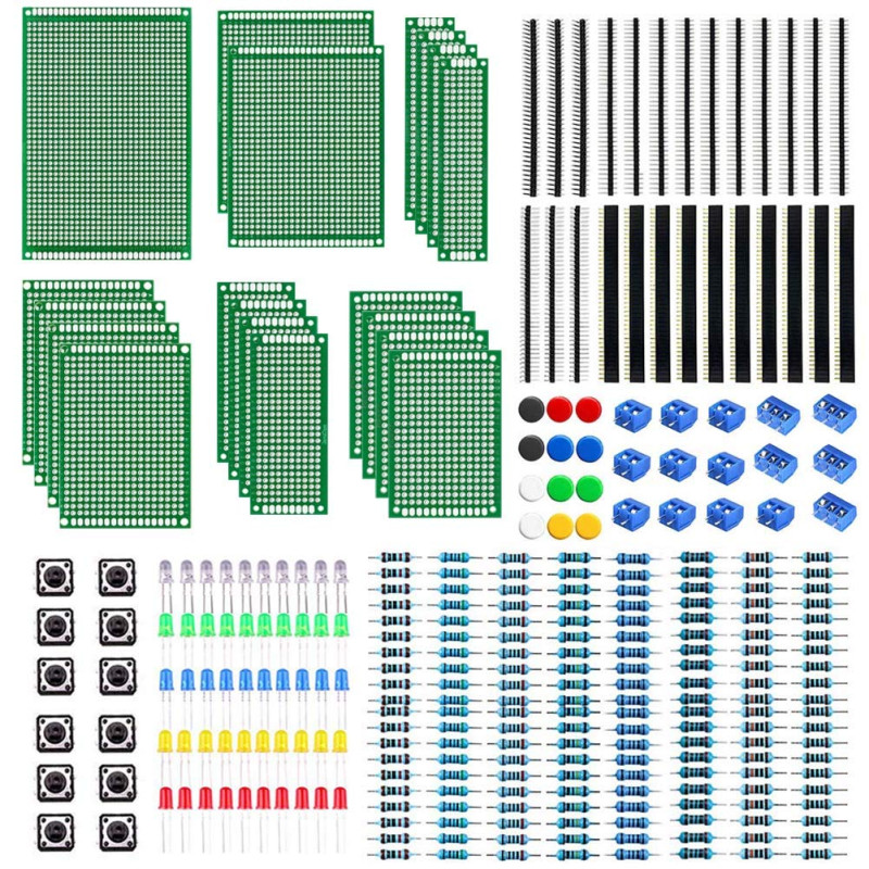 WayinTop Carte de Prototype PCB 6 Tailles avec Kit de Composants Electroniques, 2,54 mm 40 Pin Connecteur Mâle Femelle + 2/3Pin WayinTop Carte de Prototype PCB 6 Tailles avec Kit de Composants Electroniques, 2,54 mm 40 Pin Connecteur Mâle Femelle + 2/3Pin