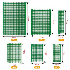WayinTop Carte de Prototype PCB 6 Tailles avec Kit de Composants Electroniques, 2,54 mm 40 Pin Connecteur Mâle Femelle + 2/3Pin