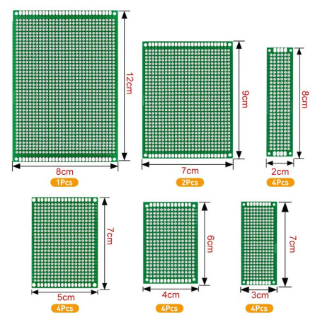 WayinTop Carte de Prototype PCB 6 Tailles avec Kit de Composants Electroniques, 2,54 mm 40 Pin Connecteur Mâle Femelle + 2/3Pin