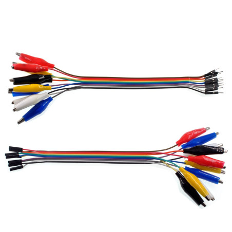 Oiyagai Lot de 2 Câbles Test Pinces Crocodile-Dupont 10 Broches 20cm, Mâle et Femelle, pour Arduino/Raspberry Pi/Orange Pi