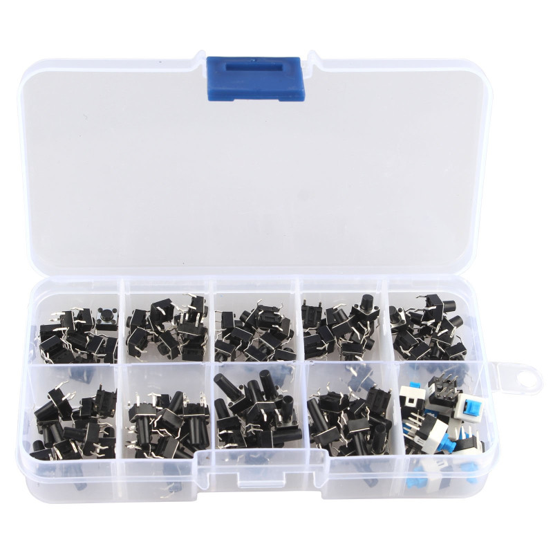 HALJIA 10 valeurs 100 pcs tactile Push Button Switch Micro momentané Tact Assortiment kit (100) HALJIA 10 valeurs 100 pcs tactile Push Button Switch Micro momentané Tact Assortiment kit (100)