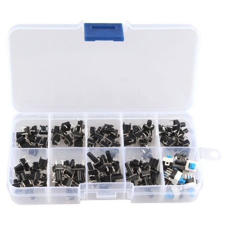 HALJIA 10 valeurs 100 pcs tactile Push Button Switch Micro momentané Tact Assortiment kit (100)