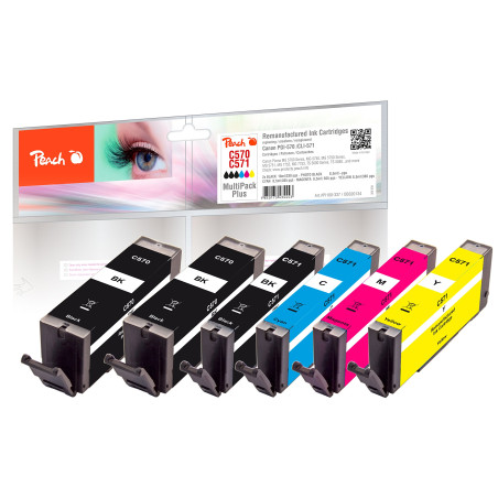 Peach 0F320134 cartouche d'encre 6 pièce(s) Compatible Rendement standard Noir, Cyan, Magenta, Jaune