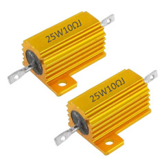 Mdurian 2 X Résistances 25W 10 Ohm 5% Aluminium Boîtier Résistances de Charge Châssis Monté Logement Plaque d'or Fil Enroulé
