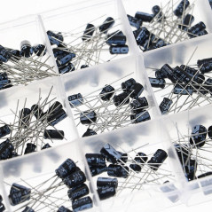 DollaTek 200PCS 15 Valeurs 10V, 16V, 25V, 50V Condensateurs électrolytiques Assortiment Box Gamme 0.1uF à 220uF