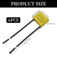 BuxiuGK 6 Pièces Condensateur Polypropylène 0.22uf 220nF 275V X2 Condensateur de Sécurité pour Feux Clignotants et Ampoules LED