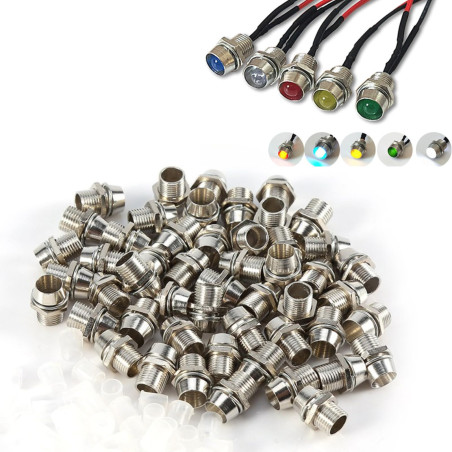 Jadeshay Support LED 5MM, 50 pièces Argent Couleur 5mm Support du panneau d'affichage 8mm, 5MM Support de Lampe à LED en alumini