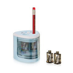 Peach PO102 Taille-crayon électrique universel avec pièces de rechange pour crayons de couleur, eye-liner et crayons de cire Ble