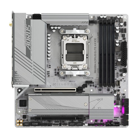 GIGABYTE B650M AORUS Elite AX Ice Carte mère - AMD Ryzen série 9000, VRM 12+2+2 Phases, jusqu'à 8000 MHz DDR5 (OC), 1xPCIe 5.0 +