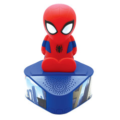 Lexibook, Spider Man, Enceinte avec Figurine Lumineuse, Bluetooth 5,0, Port USB/USB Type C, Rouge/Bleu, BTD80SP
