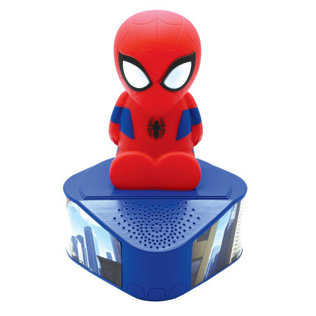Lexibook, Spider Man, Enceinte avec Figurine Lumineuse, Bluetooth 5,0, Port USB/USB Type C, Rouge/Bleu, BTD80SP