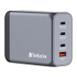 Verbatim Chargeur GaN de 200W, Chargeur USB-C à 4 Ports, Adaptateur Secteur avec 3 x USB-C et 1 x USB-A, Chargeur Rapide multipr