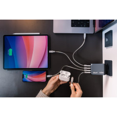 Verbatim Chargeur GaN de 100W, Chargeur USB-C à 4 Ports, Adaptateur Secteur avec 3 x USB-C et 1 x USB-A, Chargeur Rapide multipr