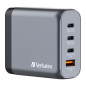 Verbatim Chargeur GaN de 140W, Chargeur USB-C à 4 Ports, Adaptateur Secteur avec 3 x USB-C et 1 x USB-A, Chargeur Rapide multipr Verbatim Chargeur GaN de 140W, Chargeur USB-C à 4 Ports, Adaptateur Secteur avec 3 x USB-C et 1 x USB-A, Chargeur Rapide multipr