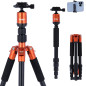Rollei Compact Traveler No.1 Orange, 143cm Trépied Appareil Photo Léger en Aluminium Trepied de Voyage avec Rotule Compatible Ar