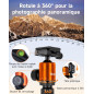 Rollei Compact Traveler No.1 Orange, 143cm Trépied Appareil Photo Léger en Aluminium Trepied de Voyage avec Rotule Compatible Ar