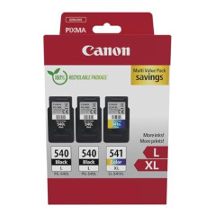 Canon PG-540 L CL-541 XL Pack de 3 Cartouches Capacité XL (2 x Noir capacité L, 1 x Couleur capacité XL) certifié (Emballage Car