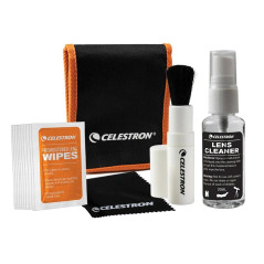 Celestron 93576 Lens Cleaning Kit - Kit de nettoyage de lentilles avec 10 lingettes, produit de nettoyage, chiffonnette et bross