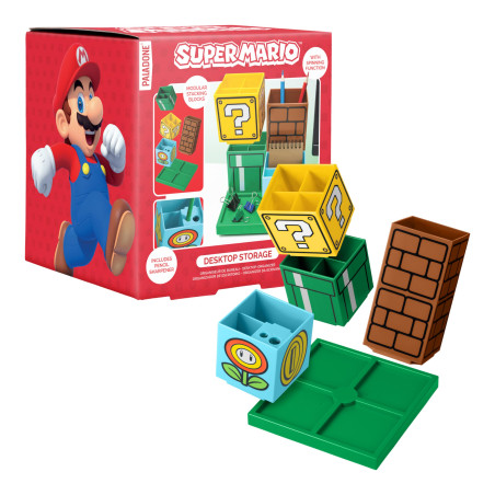 Organisateur de Bureau Super Mario - Marchandise Officielle Nintendo pour Décor Maison & Bureau, Avec Porte-Stylos & Papier, Cad