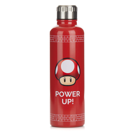 Paladone Bouteille d'Eau Power Up Mushroom Super Mario - Officielle, Bouteille en Acier Inoxydable pour Boissons Chaudes & Froid