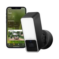 Eve Outdoor Cam – caméra projecteur sécurisée, sécurité et confidentialité maximales (HomeKit Secure Video), 1080p, vision noctu