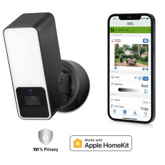 Eve Outdoor Cam – caméra projecteur sécurisée, sécurité et confidentialité maximales (HomeKit Secure Video), 1080p, vision noctu