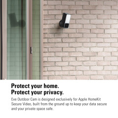 Eve Outdoor Cam – caméra projecteur sécurisée, sécurité et confidentialité maximales (HomeKit Secure Video), 1080p, vision noctu