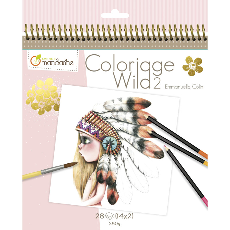 MY MANDARINE GY068C - Un carnet de coloriage Wild - 28 pages 20x20 cm - Coloriage pour Adulte - WILD 2 MY MANDARINE GY068C - Un carnet de coloriage Wild - 28 pages 20x20 cm - Coloriage pour Adulte - WILD 2