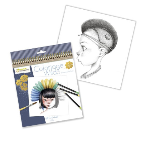 MY MANDARINE GY120C - Un carnet de coloriage de la collection Wild - 28 pages 20x20 cm - Coloriage avec crayons, feutres ou pein