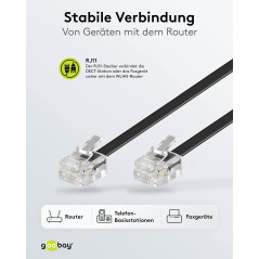 Wentronic Câble modulaire 4 broches 10 m Noir (Import Allemagne)