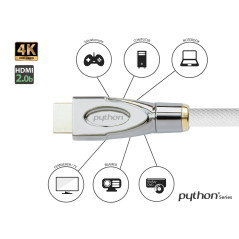 Python Série Premium. HDMI 1 m Blanc.