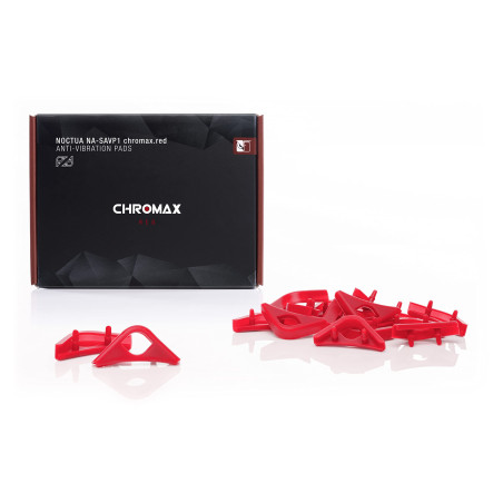 Noctua NA-SAVP1 chromax.red, Silentblocs Anti-Vibration pour Ventilateur Noctua 140 & 120 mm (16 pièces, Rouge)