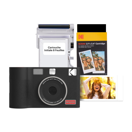 KODAK Mini Shot 2 Era 4PASS 2-in-1 Appareil Photo Instantané et Imprimante Photo Portable (5,3x8,6cm) (Appareil Photo + Paquet a