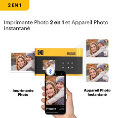 KODAK Mini Shot 2 Era 4PASS 2-in-1 Appareil Photo Instantané et Imprimante Photo Portable (5,3x8,6cm) (Appareil Photo + Paquet a