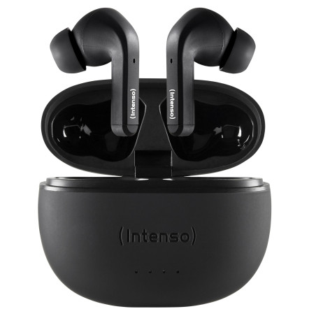 Intenso White Buds - Écouteur sans Fil True Wireless T300A Noir avec réduction Active du Bruit (ANC) et jusqu'à 35 Heures de Lec