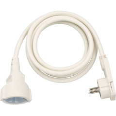 Brennenstuhl A1943201101168980220 1168980220-Alargador eléctrico IP20 H05VV-F3G1,5 de 2 m (Blanco) Con clavija Plana, Multicolor