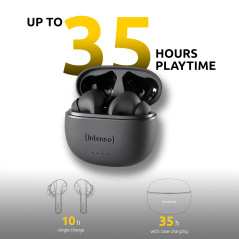Intenso White Buds - Écouteur sans Fil True Wireless T300A Noir avec réduction Active du Bruit (ANC) et jusqu'à 35 Heures de Lec