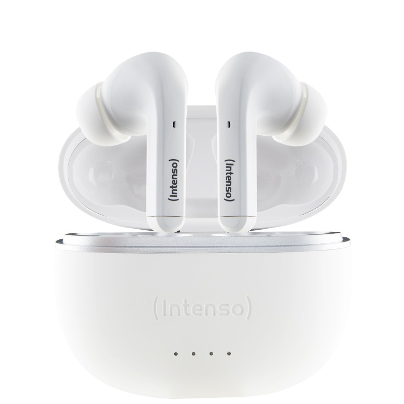 Intenso White Buds - Écouteur sans Fil True Wireless T302A Blanc avec réduction Active du Bruit (ANC) et jusqu'à 35 Heures de Le
