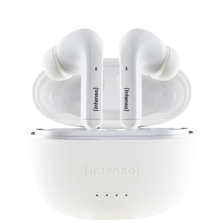 Intenso White Buds - Écouteur sans Fil True Wireless T302A Blanc avec réduction Active du Bruit (ANC) et jusqu'à 35 Heures de Le