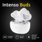 Intenso White Buds - Écouteur sans Fil True Wireless T302A Blanc avec réduction Active du Bruit (ANC) et jusqu'à 35 Heures de Le