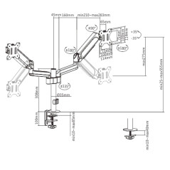 Gembird Support Écran Double, 17–32", Jusqu’à 9 kg Chacun, Rotation 360°, Inclinaison 35°, Pivot 90°, Compatible VESA, Gestion d